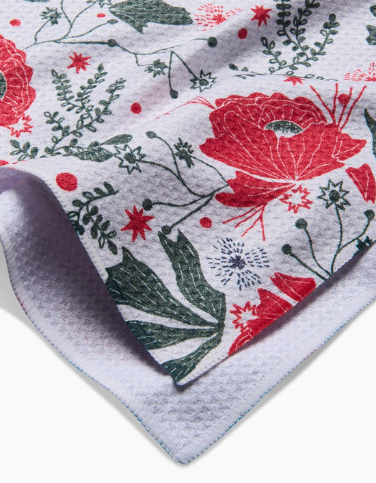 Geometry Poinsettia Bramble Tea Towel