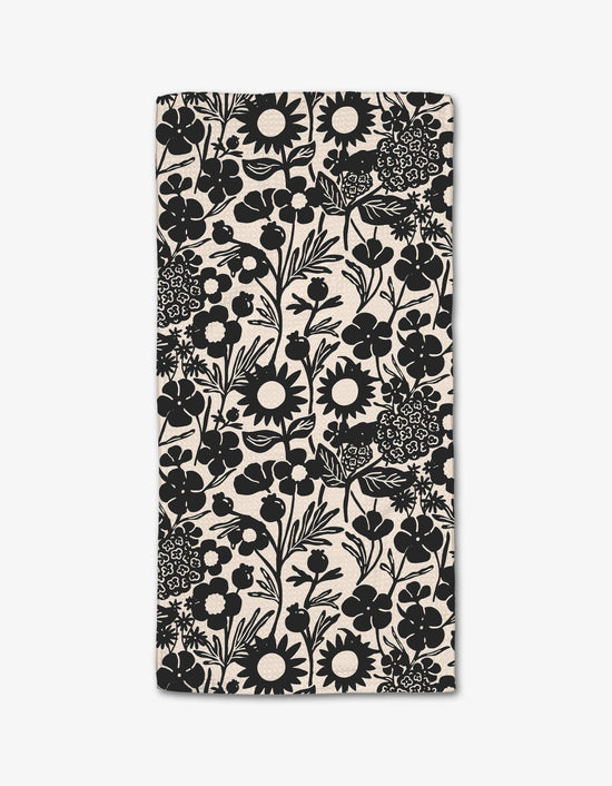 Geometry Black Flower  Garden Bar Towel