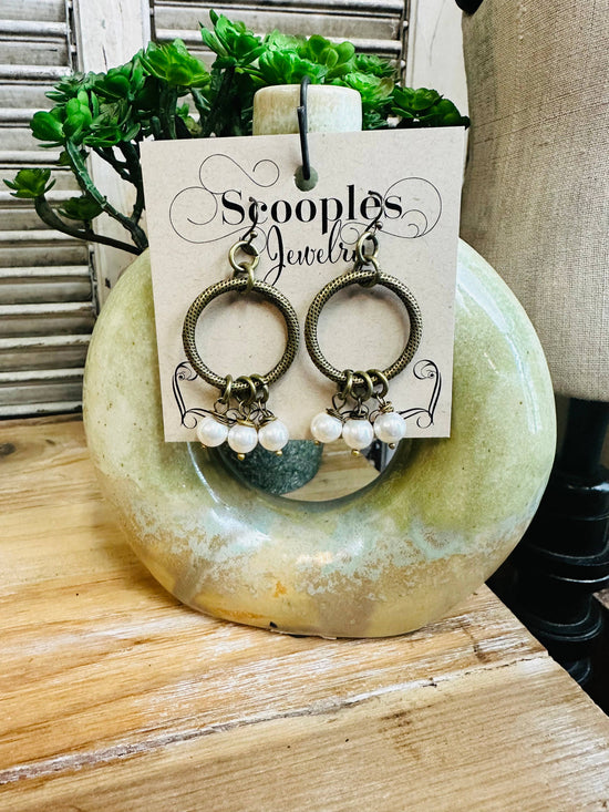 Scooples Jewelry Bronze Triple Pearl Hoop