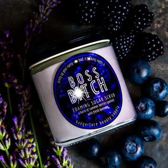Badgerface Beauty Supply Blueberry Lavender Natural Foaming Sugar Scrub- Boss Bitch
