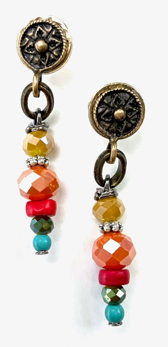 Lost and Found Post with Linear Beaded Dangle Earrings