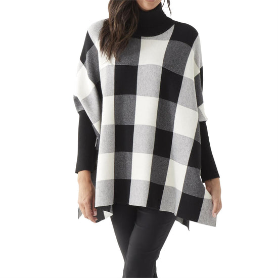 K&K Interiors Buffalo Check Turtleneck Poncho