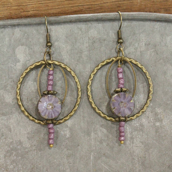 The Primitive Peddler, Inc. Czech Flower & Bead Drop Dangle Earrings