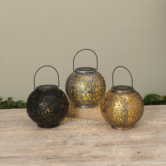 The Gerson Companies 7"D Solar Lighted Lantern choose from gold, silver or bronze