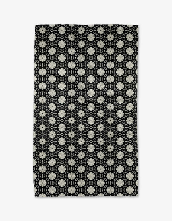 Geometry Monochrome Floral Tea Towel