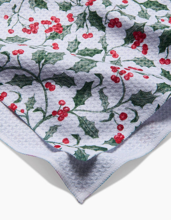 Geometry Christmas Holly Tea Towel