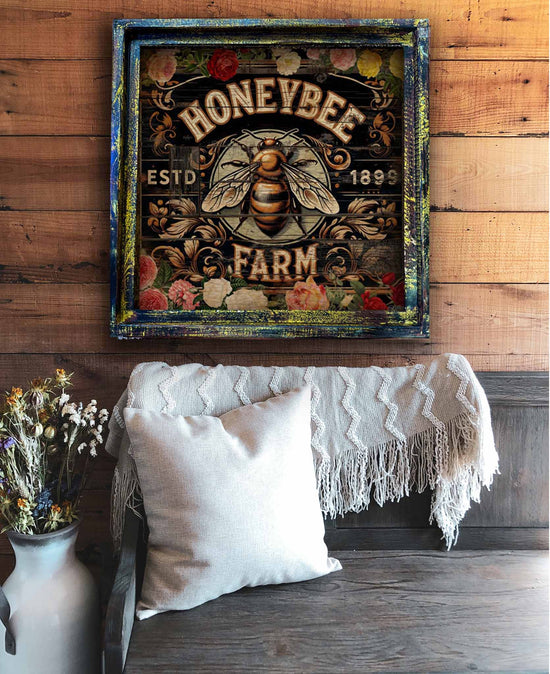 TroubleMaker Trading Company - Honeybee Farm - Square Framed Artwork