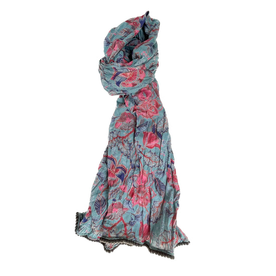 Little Journeys Crinkled Cotton Scarf - Taj Blue