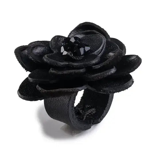 The Dark - Midnight Bloom Leather Ring