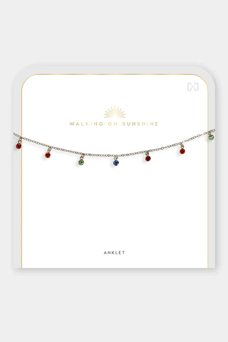 Coco and Carmen Color Stone Dangle Anklet