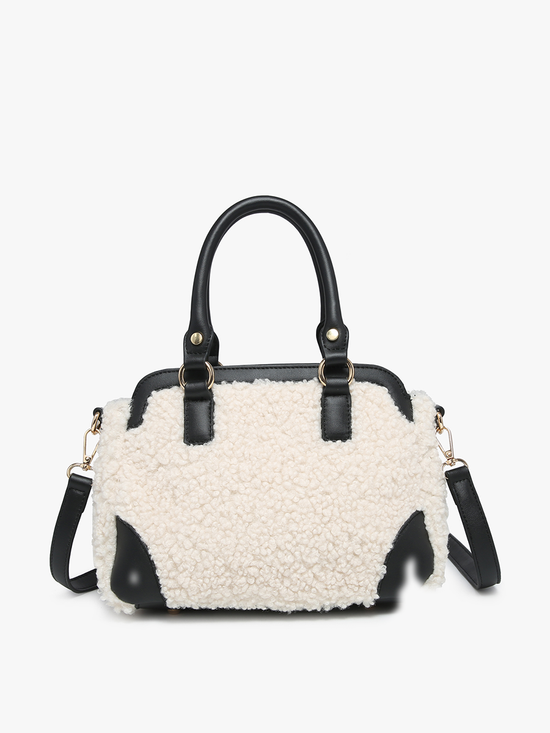 Jen & Co. - Mckay Sherpa Satchel Bag – Dual Handles Black or White