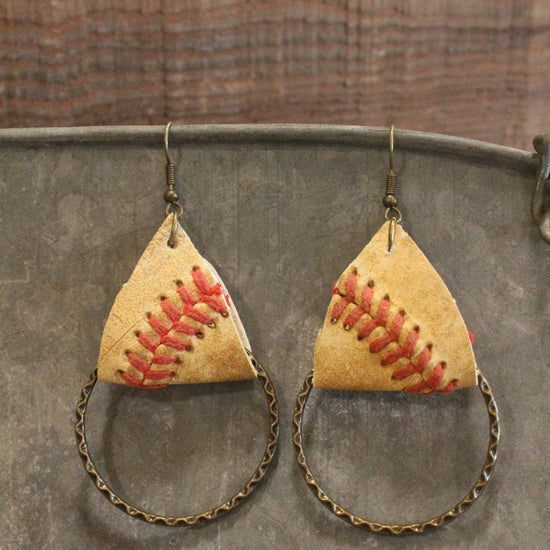 The Primitive Peddler, Inc. Leather & Thread Baseball Earrings