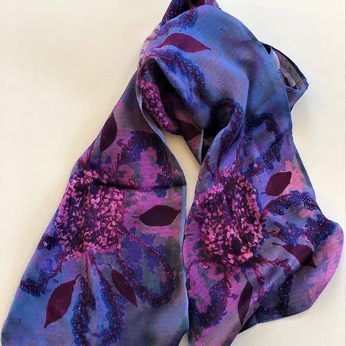 Nina J Shades of Purple Silk Scarf