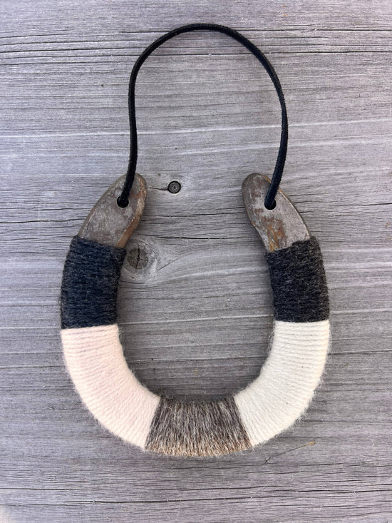 Bear + Scout - Up-cycled LUCKY horseshoes  Ivory Charcoal Beige