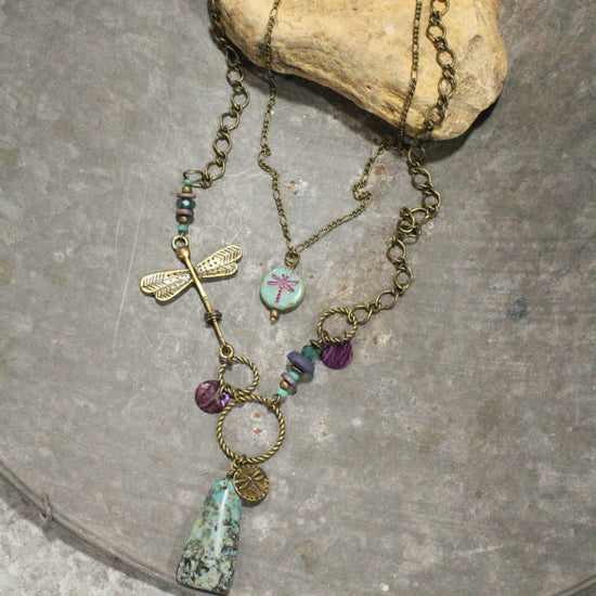 The Primitive Peddler, Inc. Spread Your Wings Dragonfly Layered Necklace
