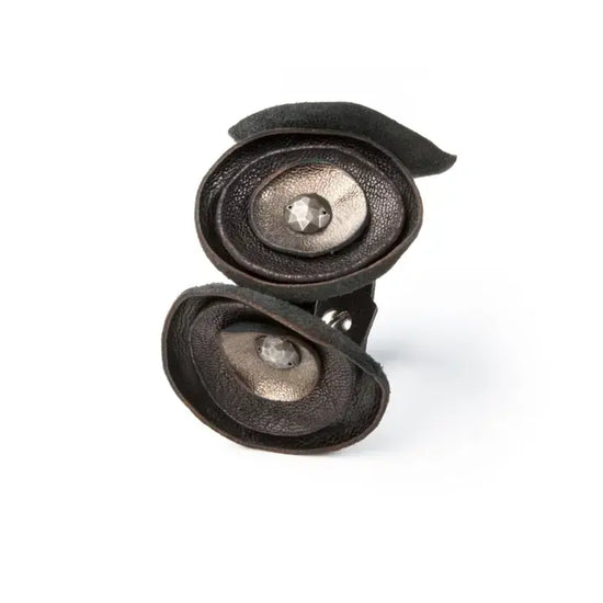 The Dark - Double Eclipse Leather Flower Cuff Handmade Layered Leather