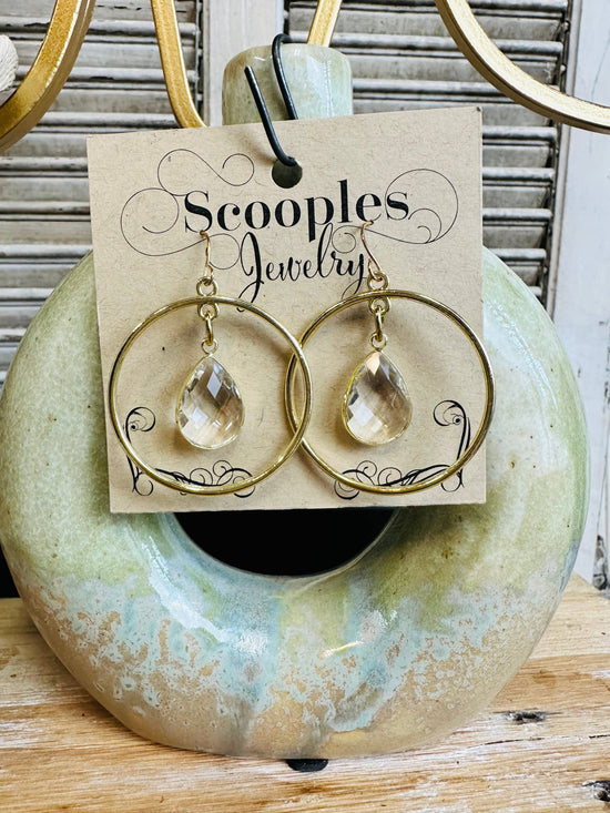 Scooples Jewelry Gold Crystal Hoop - Earrings