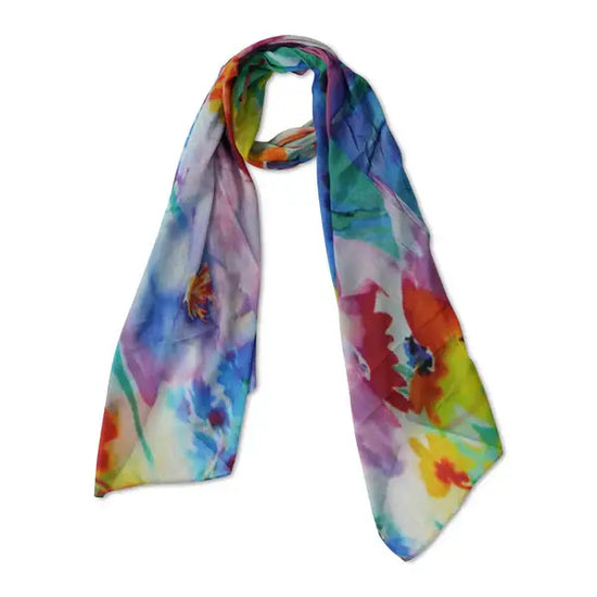 Namaskar Floral Cotton Voile Designer Scarf Rich Multi Color