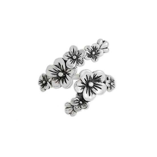 Nina Designs Sterling Silver or Bronze Adjustable Cherry Blossoms Ring