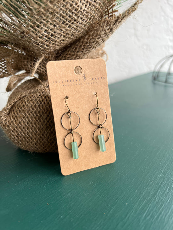 Frolicking Leaves Aventurine Loop Earrings