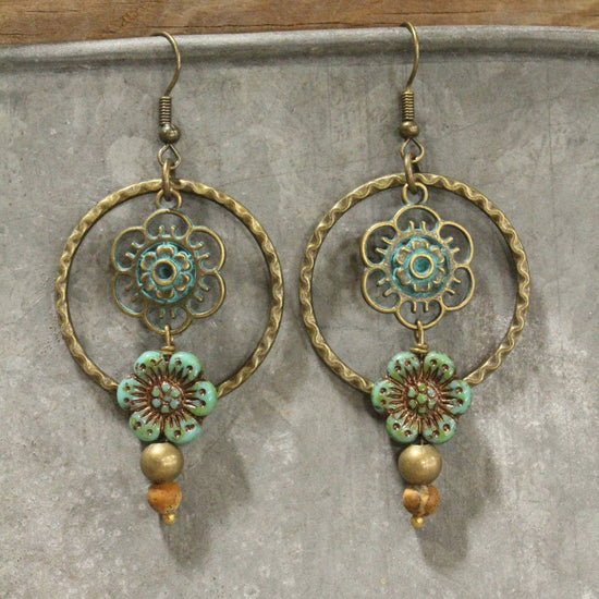 The Primitive Peddler, Inc. Green As Spring Dangle Drop Earrings