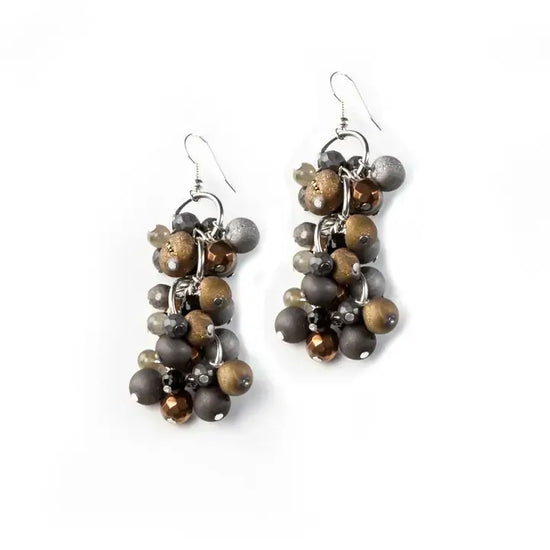 The Dark - The Ember Bronze & Charcoal Cluster Earrings