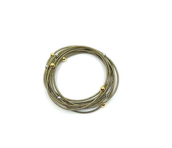 Sea Lily 560 - Bronze Silk Infused Wire Bracelet with Silver/Gold