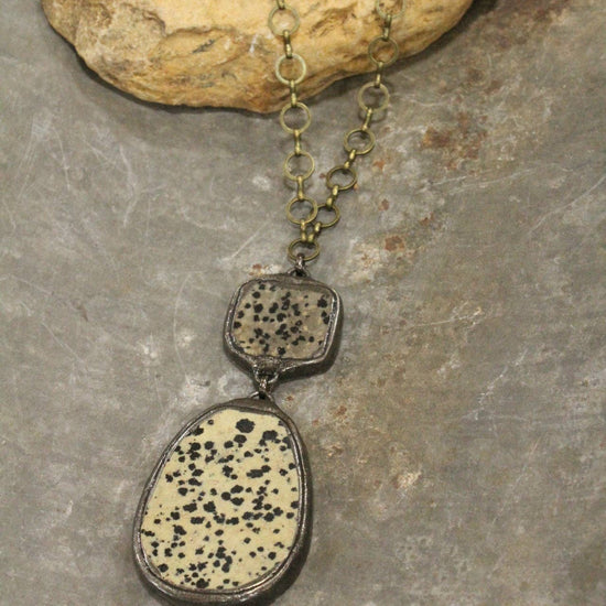 The Primitive Peddler, Inc. Vintage Bohemian Dalmation Jasper Pendant Necklace