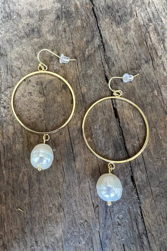 Dylan Designs - Pearl Hoop Earring