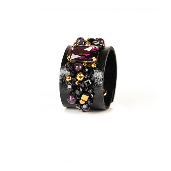 The Dark - Amethyst Obsession Crystal Leather Cuff