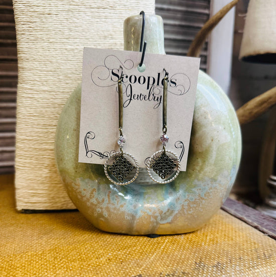 Scooples Jewelry Two Tone Pendulum Earrings