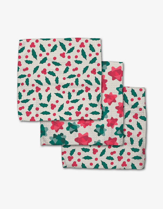 Geometry Christmas Bows Dishcloth Set