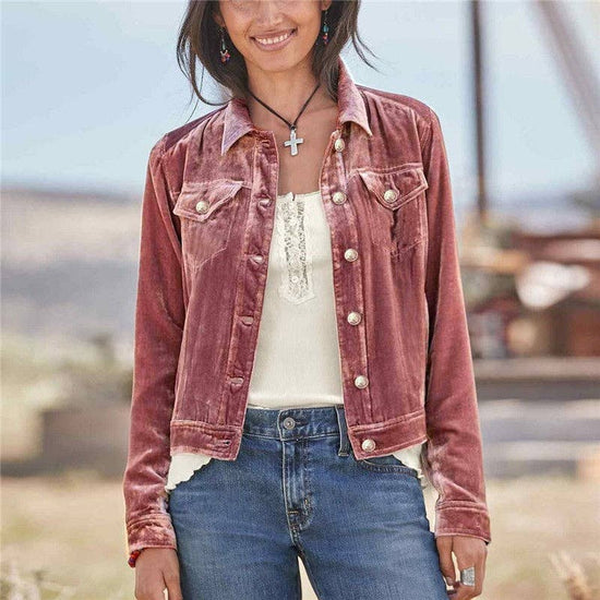 UZ Cropped Velvet Jacket With Lapel