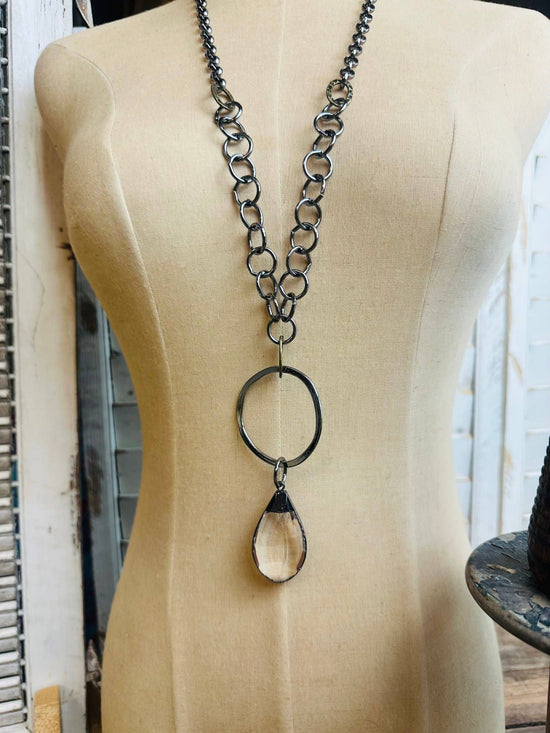 Scooples Jewelry Gorgeous Gunmetal Crystal Necklace