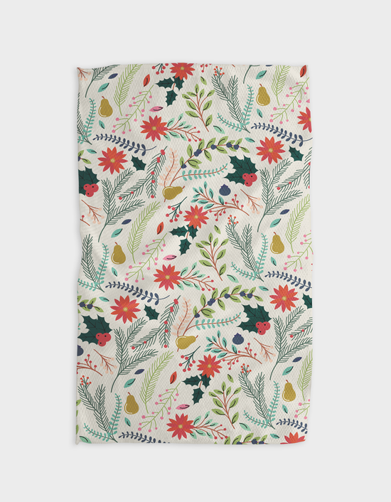 Geometry Branches Pear Light Kitchen Tea Towel