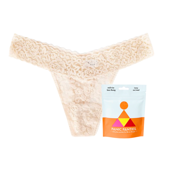 Panic Panties On-the-Go Underwear Mid-Rise Lace Thong