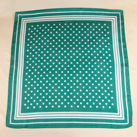 The Looks by Fame Accessories - Polka Dot With Stripe Border Print Satin Square Scarf