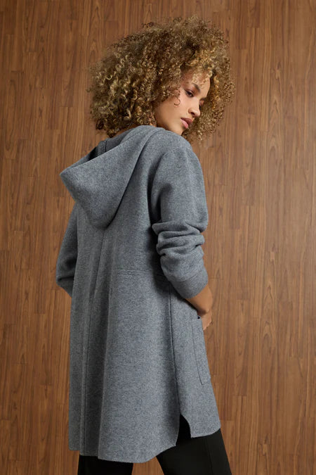 Coco & Carmen Heavenly Luxe Zip Front Hooded Cardigan with Pockets