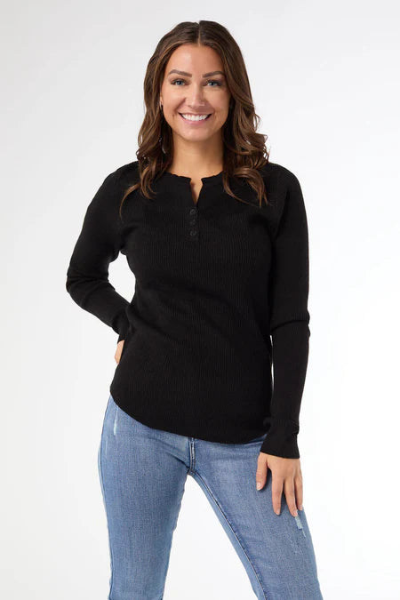 Coco & Carmen Kym Soft Henley Top with Buttons