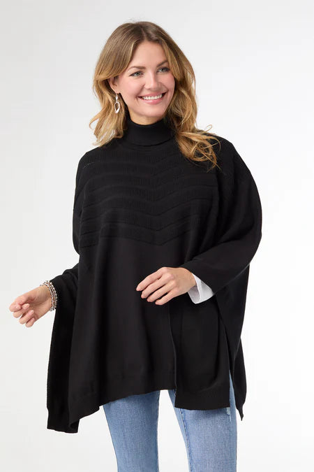 Coco & Carmen Selina Turtleneck Poncho - Black