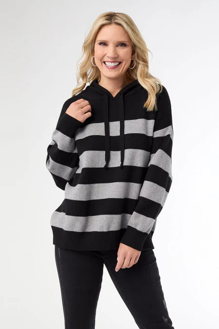 Coco & Carmen Heavenly Luxe Stripe Pullover Sweater with Hood