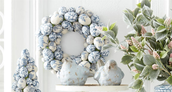 K & K Interiors 4.5 Inch Weathered Blue Terracotta Birds