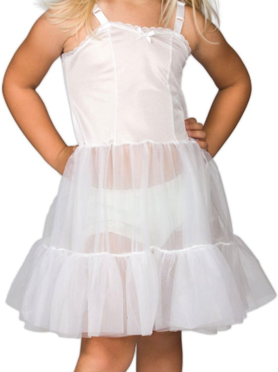 New ICM Girls Full Slip Adjustable Straps Petticoat Crinoline 2T-14 Ruffles Layer Knee Length