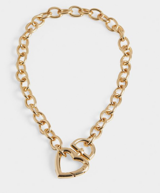 Coco and Carmen Heart Link Necklace Silver or Gold