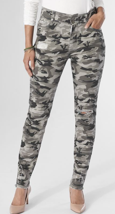 Coco and Carmen OMG ZOEYZIP SKINNY PRINTED DISTRESSED Camo Jeans