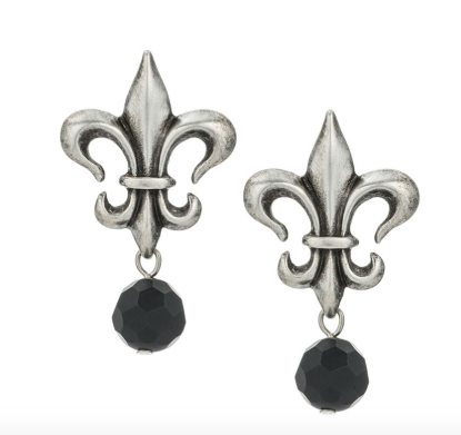 French Kande FLEUR STUDS WITH BLACK ONYX DANGLE