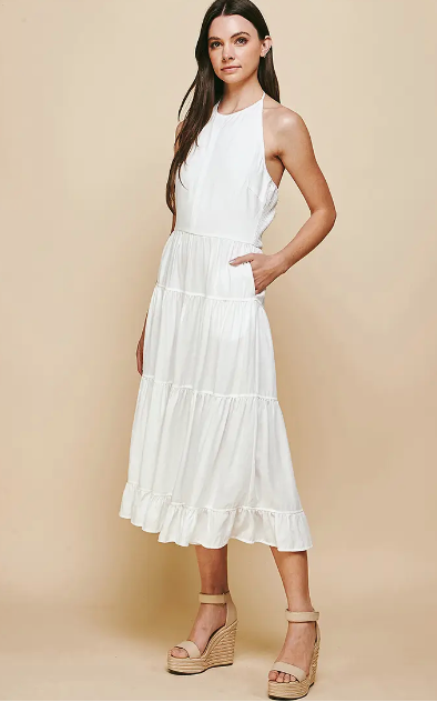 Sleeveless Tiered Maxi Dress - White by Pinch